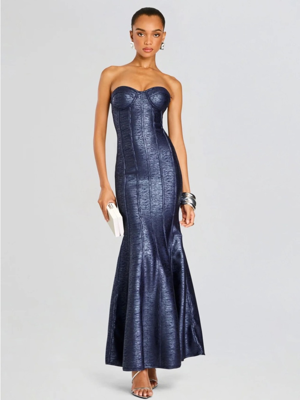 Retrofete Verity Coated Knit Dress In Blue